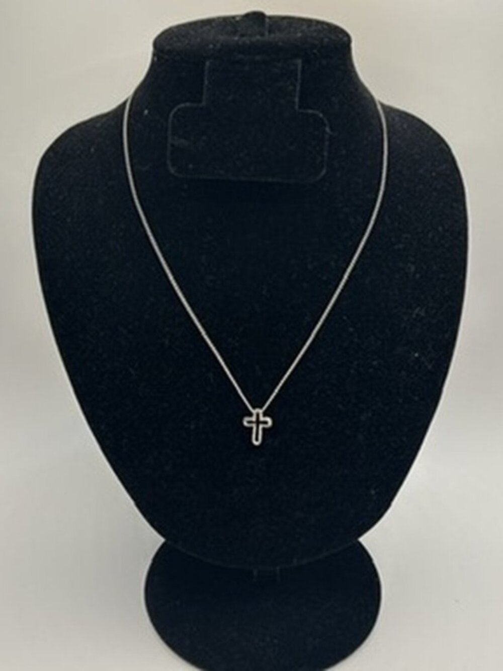 Womens Dainty Real Silver Cross Pendant Thin Chain Plated Stainless Steel